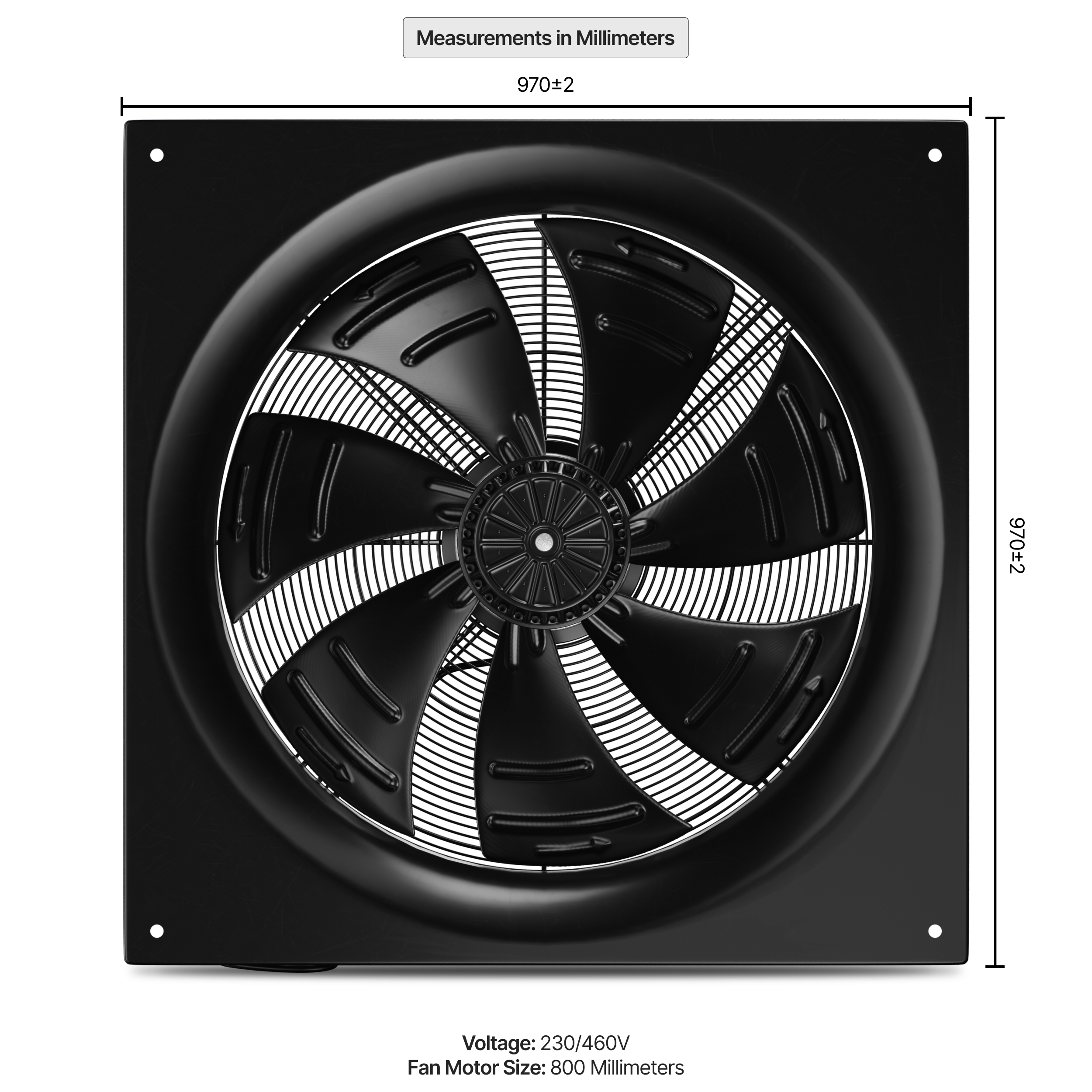 Dunli Condenser Fan Motor & Assembly - 800mm/230V-460V