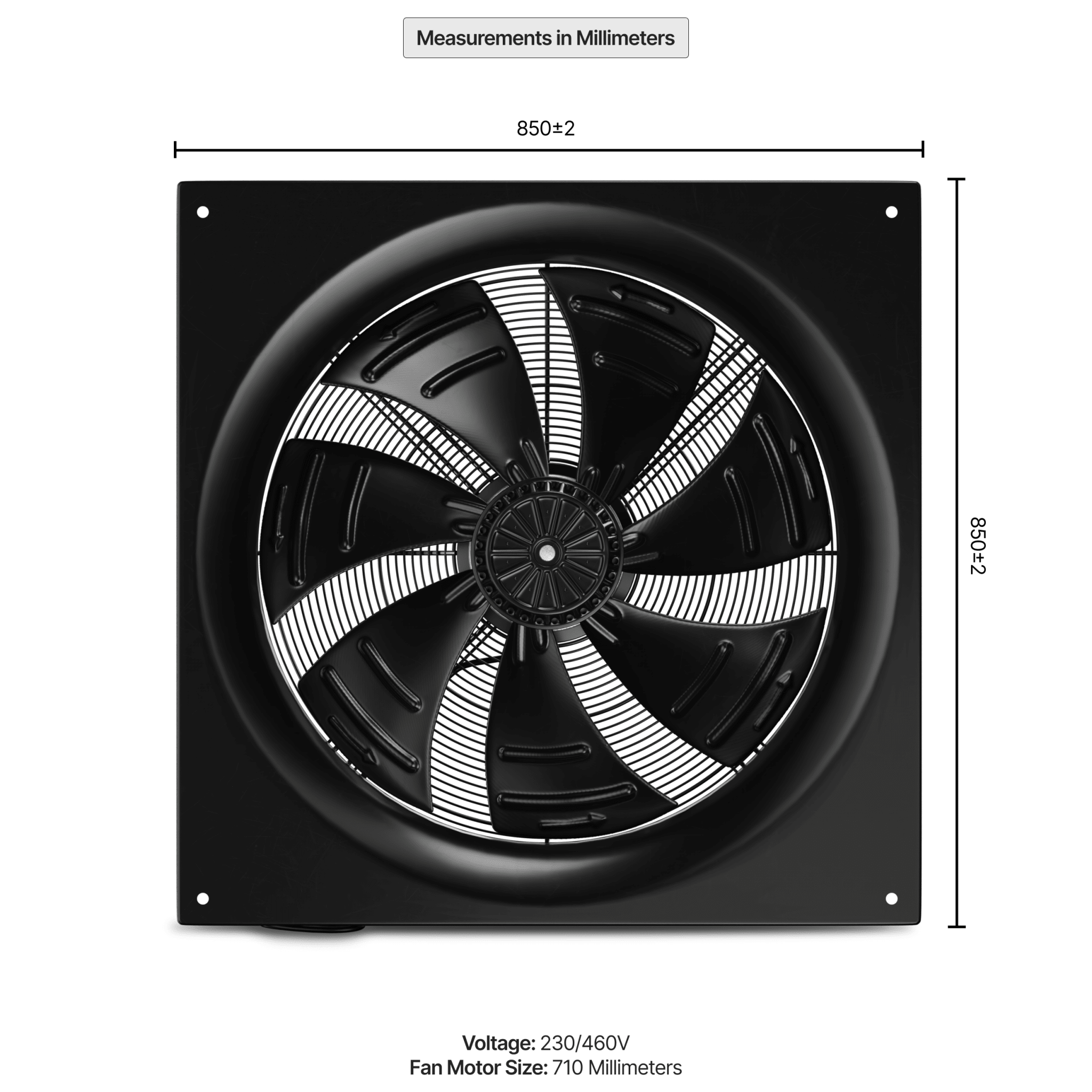 Dunli Condenser Fan Motor & Assembly - Aftermarket Replacement Addison Part No. 0515P - 0784 - 710mm/230V - 460V - EPS Controls